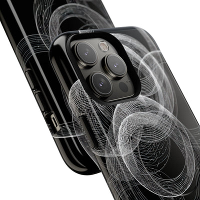 Black Tough 2.0 Magsafe Phone Case for iPhone - Kinetic Wireframe Orbit
