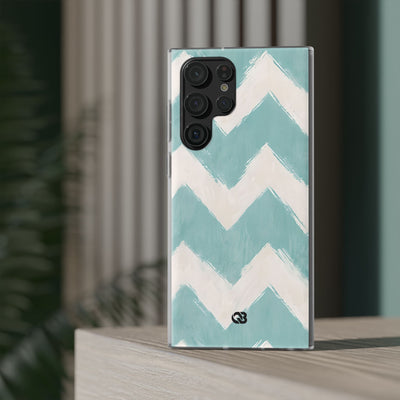 Teal Painted Chevron · Soft Phone Case for Samsung