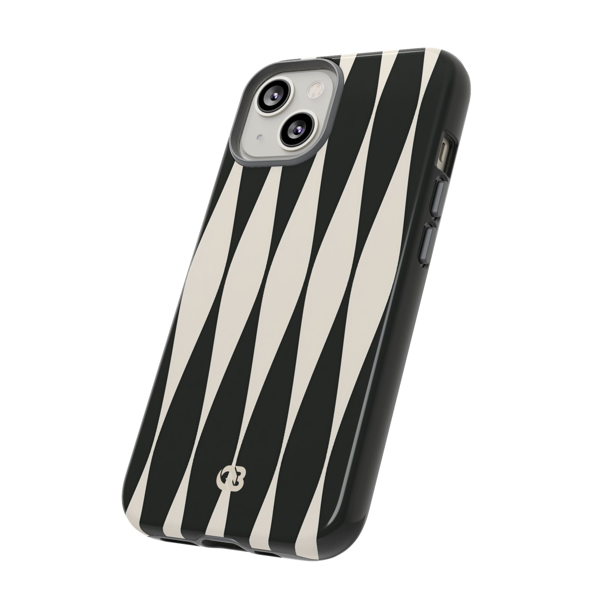 Black Tough Phone Case for iPhone - Ivory Spindle Grid