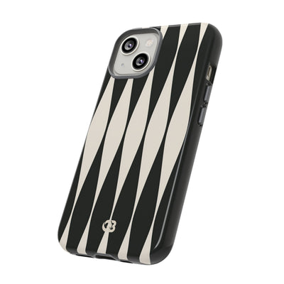 Black Tough Phone Case for iPhone - Ivory Spindle Grid