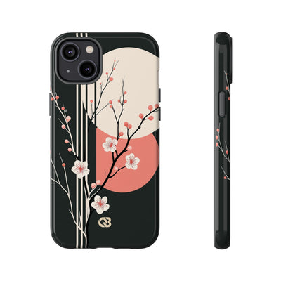 Black Tough Phone Case for iPhone - Kyoto Midnight Blossom