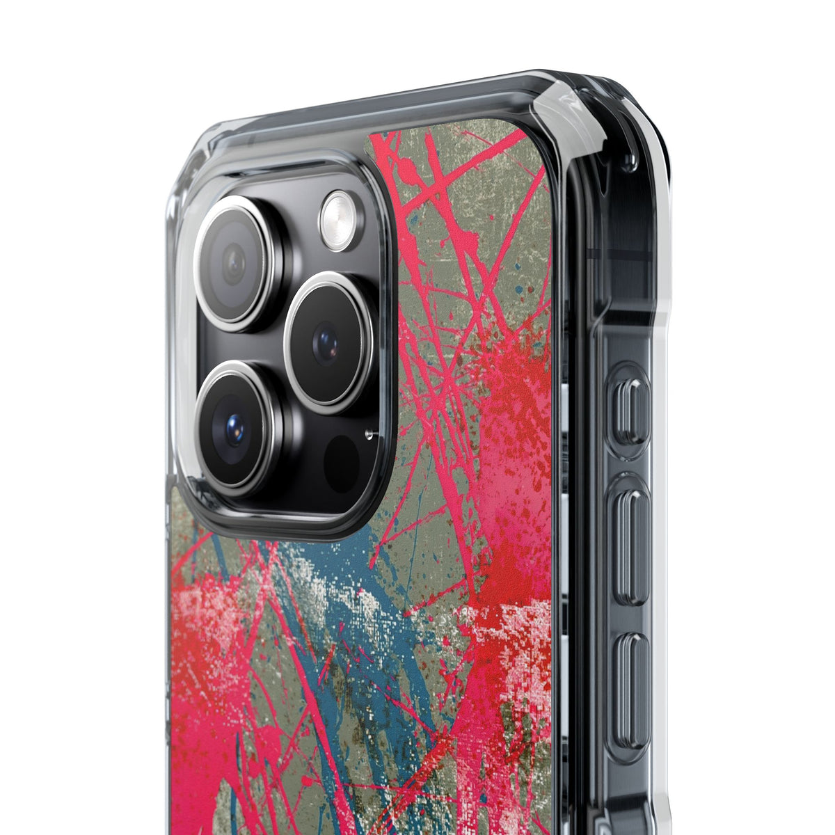 Neon Static Drip · Clear Impact Magnetic Phone Case for iPhone · Pink