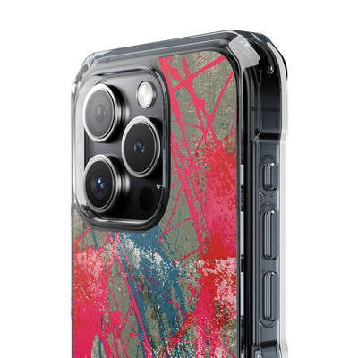 Neon Static Drip · Clear Impact Magnetic Phone Case for iPhone · Pink