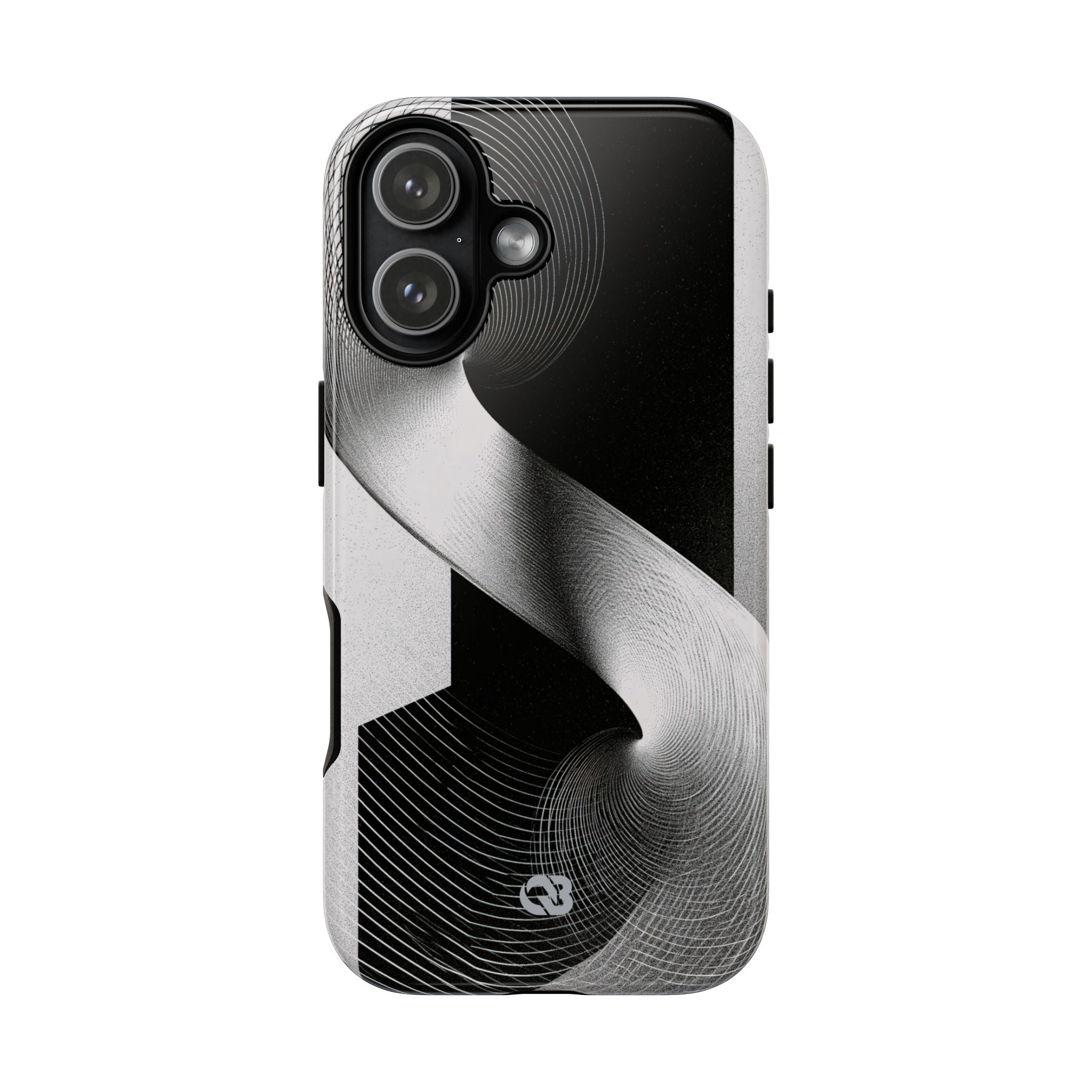 Grey Tough Phone Case for iPhone - Obsidian Moiré Wave