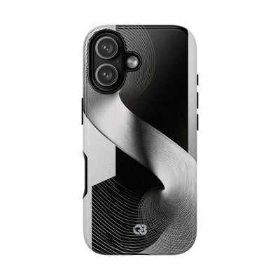Grey Tough Phone Case for iPhone - Obsidian Moiré Wave