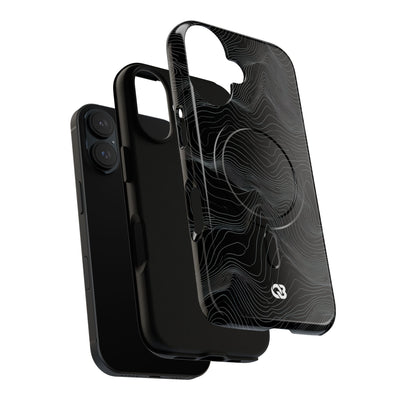 Black Tough 2.0 Magsafe Phone Case for iPhone - Obsidian Topo Wireframe