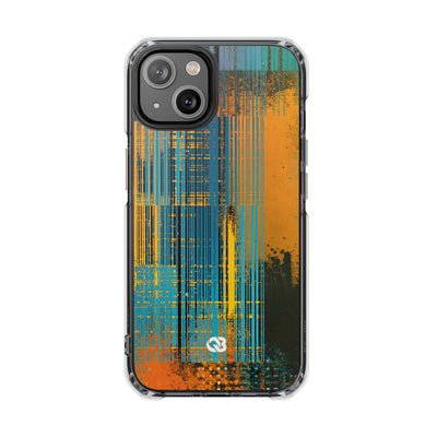 Cyber Glitch Stream · Clear Impact Magnetic Phone Case for iPhone · Teal