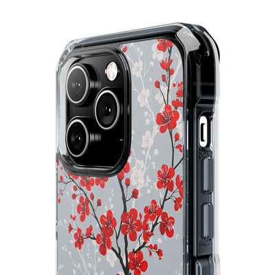 Grey Impact MagSafe Phone Case for iPhone - Crimson Sakura Slate