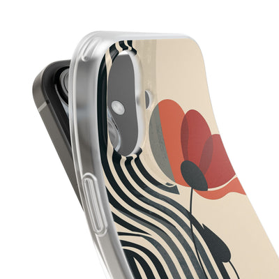 Beige Lite Phone Case for iPhone - Crimson Line Bloom