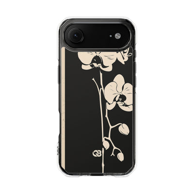 Black Impact MagSafe Phone Case for iPhone - Obsidian Bone Orchid