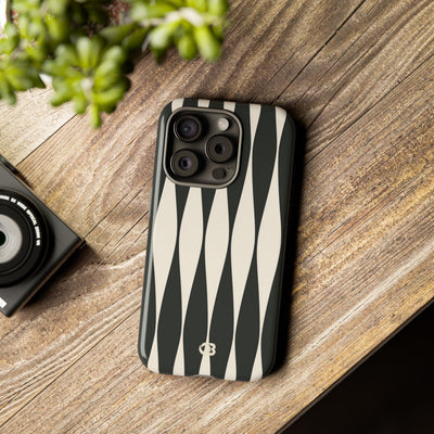Black Tough Phone Case for iPhone - Ivory Spindle Grid
