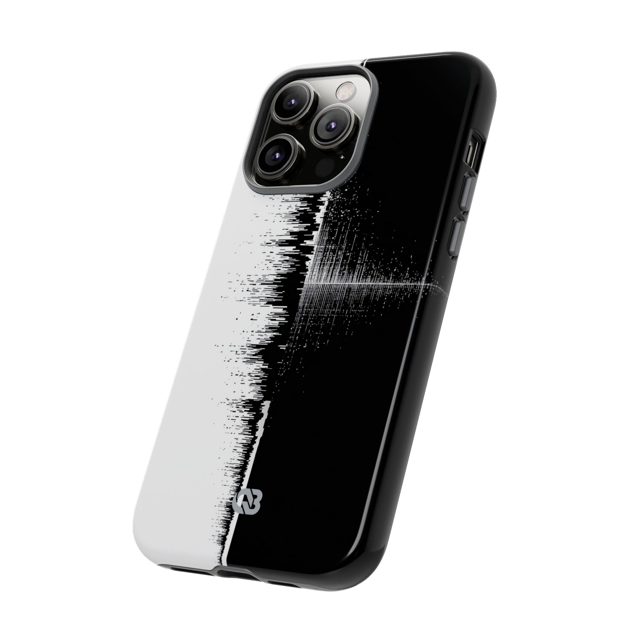 Black Tough Phone Case for iPhone - Static Signal Split