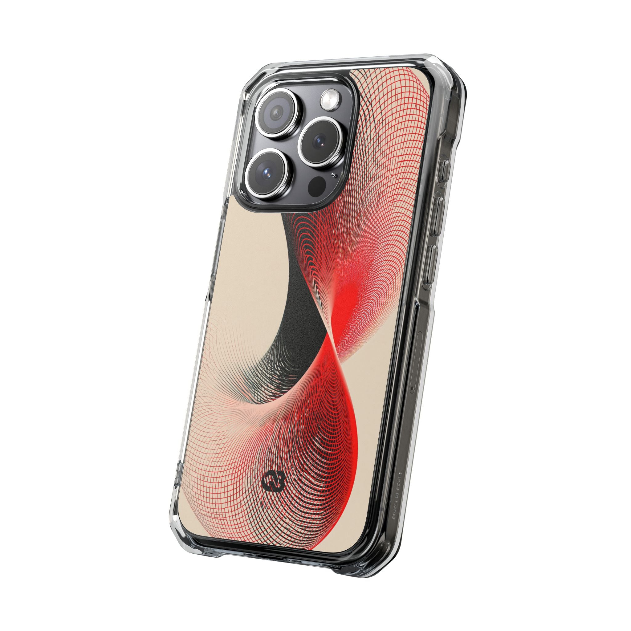 Red Impact MagSafe Phone Case for iPhone - Crimson Grid Vortex