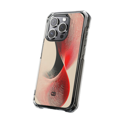 Red Impact MagSafe Phone Case for iPhone - Crimson Grid Vortex