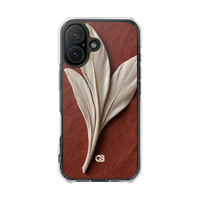 Carved Ivory Plume · Clear Impact Magnetic Phone Case for iPhone · Red