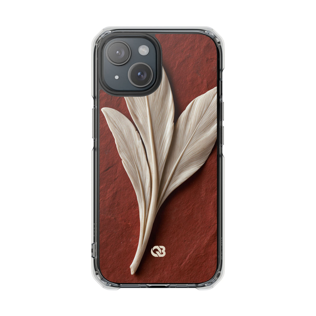 Carved Ivory Plume · Clear Impact Magnetic Phone Case for iPhone · Red