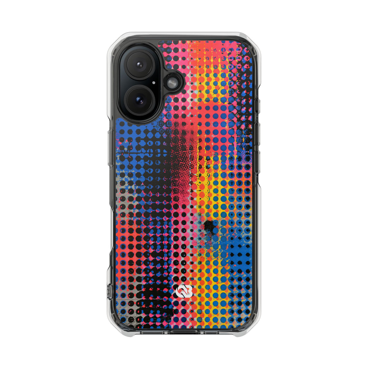 Chromatic Halftone Grid · Clear Impact Magnetic Phone Case for iPhone ·  Blue