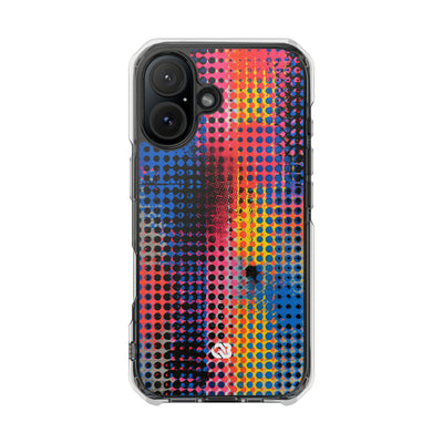 Chromatic Halftone Grid · Clear Impact Magnetic Phone Case for iPhone ·  Blue