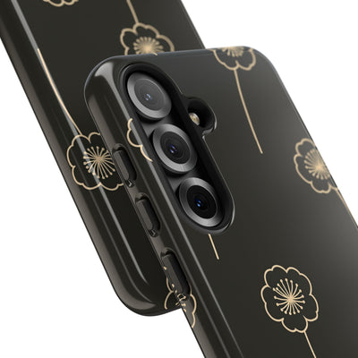 Black Tough Phone Case for Samsung - Obsidian Sand Petals