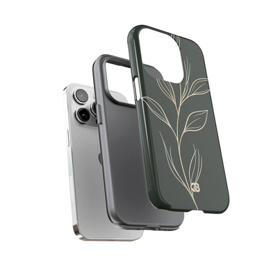Minimal Botanical Stem · Tough Phone Case for iPhone · Green