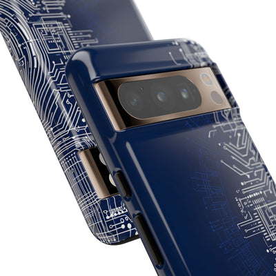 Blue Tough Phone Case for Google Pixel - Cobalt Circuit Logic