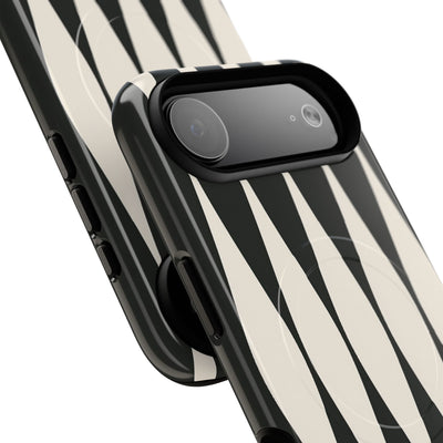 Black Tough 2.0 Magsafe Phone Case for iPhone - Ivory Spindle Grid