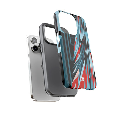 Blue Tough Phone Case for iPhone - Glitch Peak Cyan
