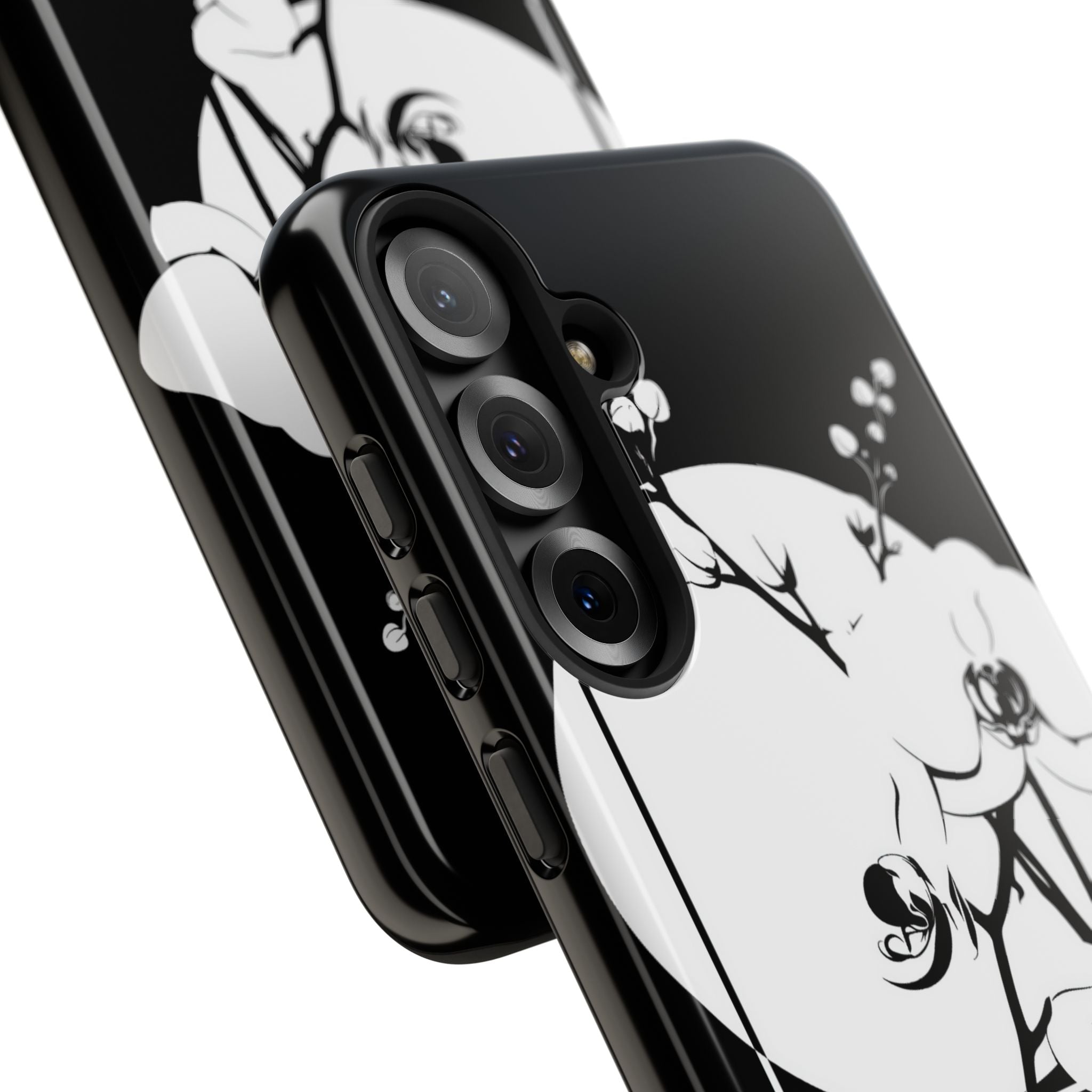 Black Tough Phone Case for Samsung - Lunar Orchid Grid