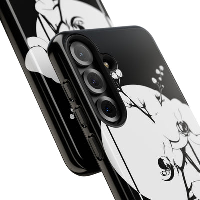 Black Tough Phone Case for Samsung - Lunar Orchid Grid