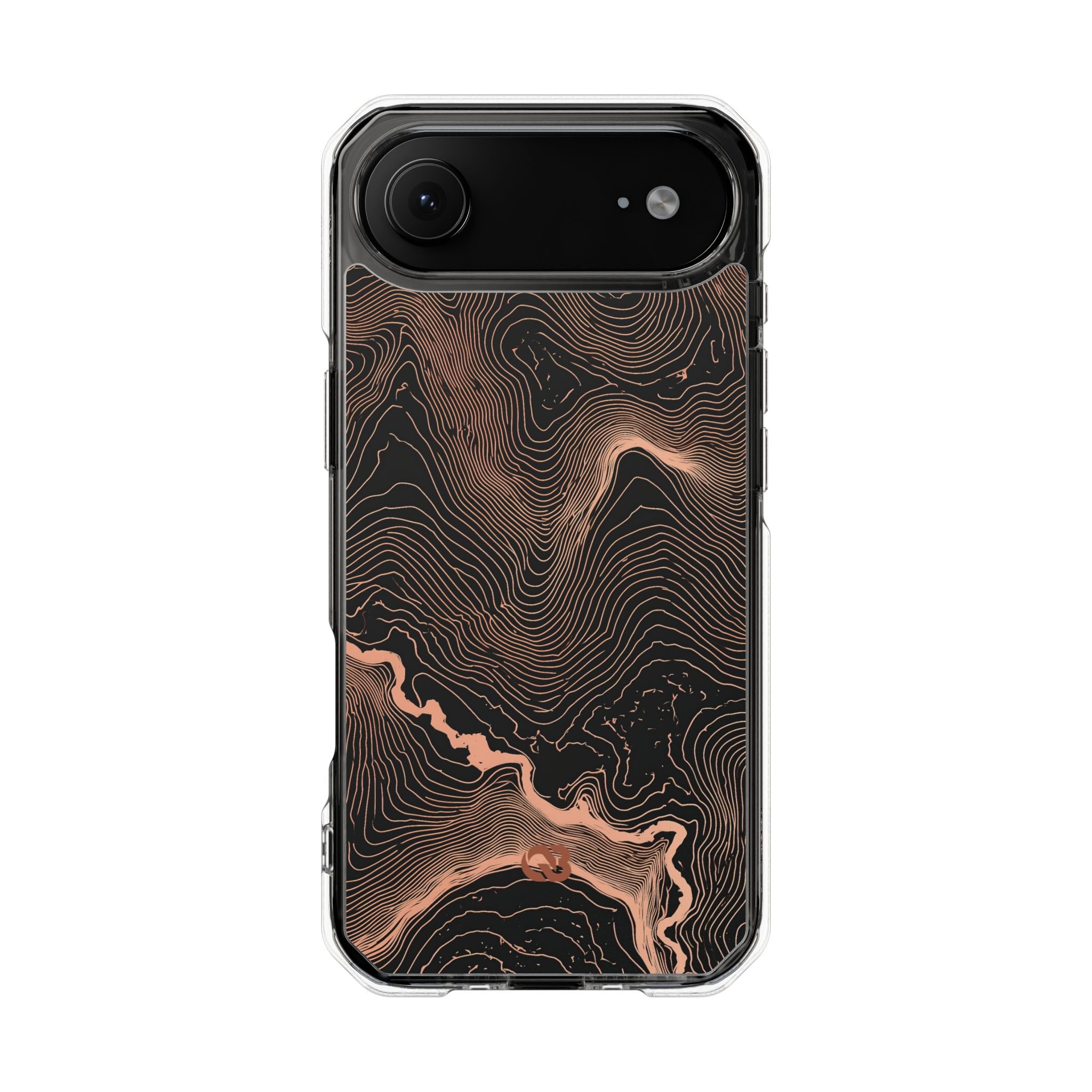 Orange Impact MagSafe Phone Case for iPhone - Salmon Ridge Topo