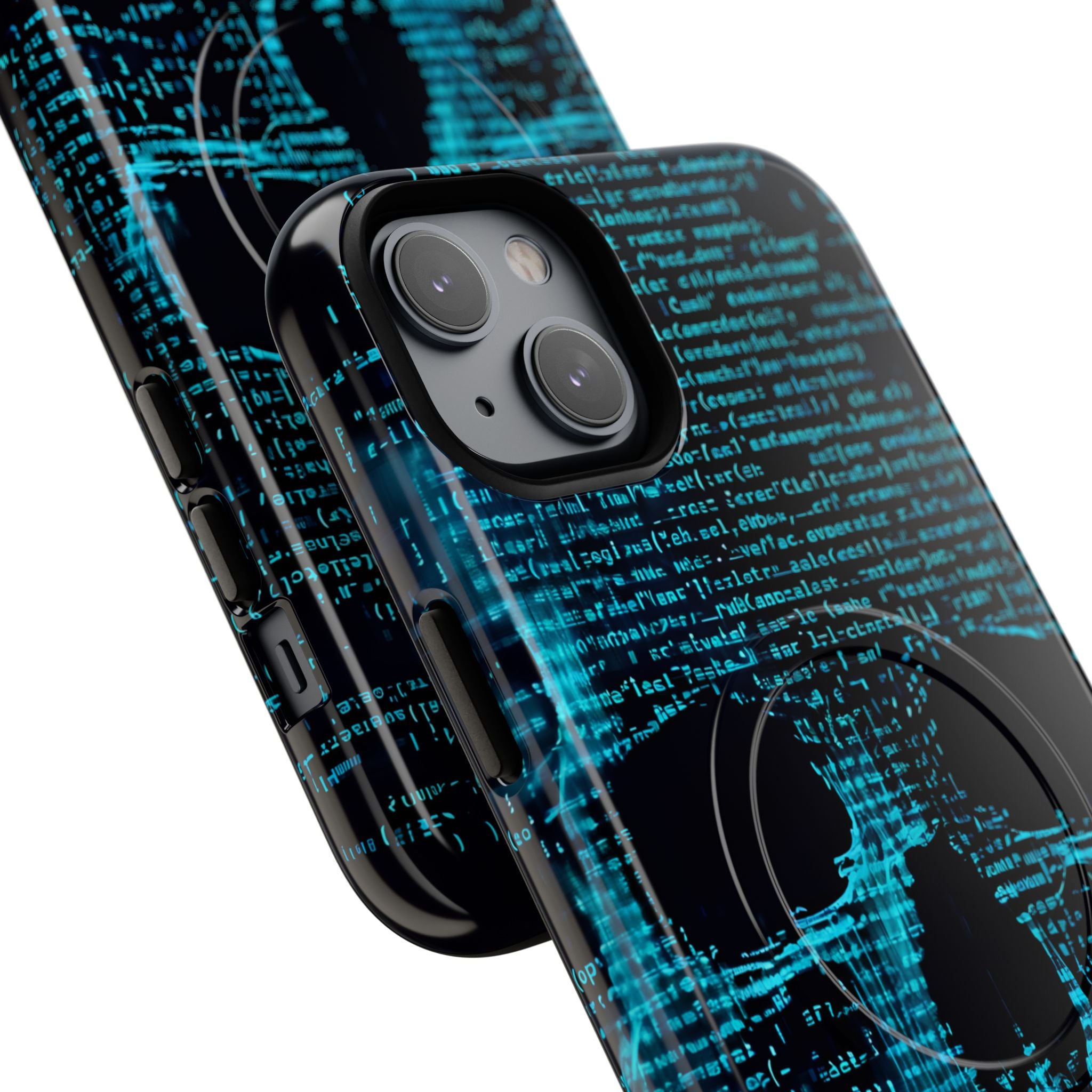 Cyan Glitch Skull · Tough+ Magsafe