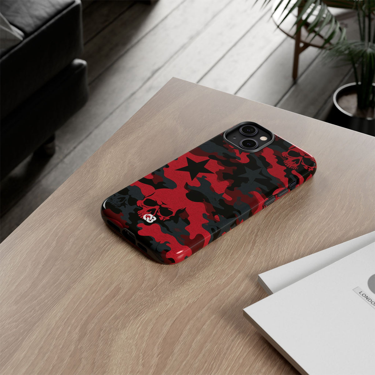 Crimson Skull Camo · Tough Phone Case for iPhone · Red