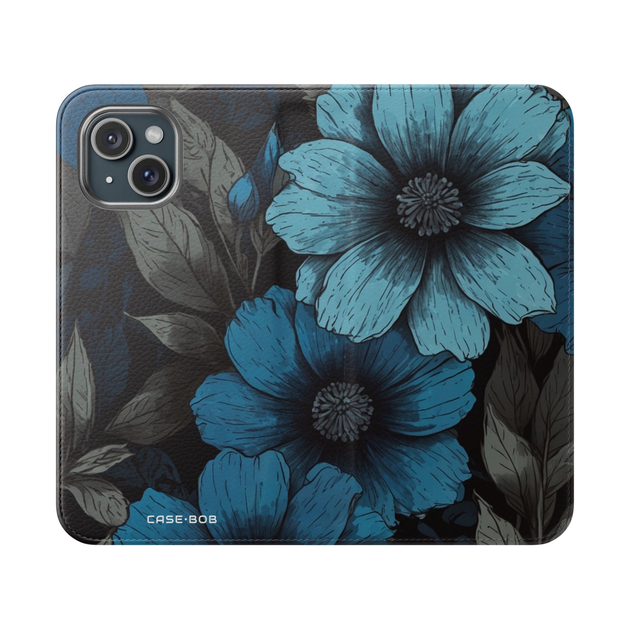 Blue Petal Bloom - iPhone 15 Case - Wallet