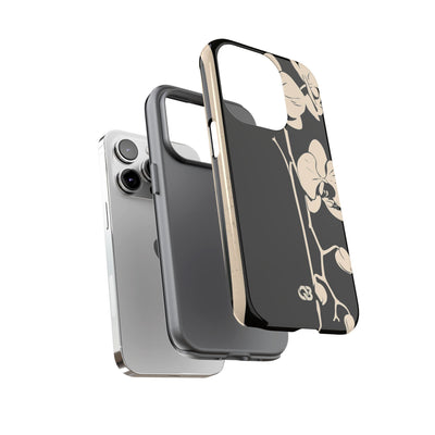 Black Tough Phone Case for iPhone - Obsidian Bone Orchid
