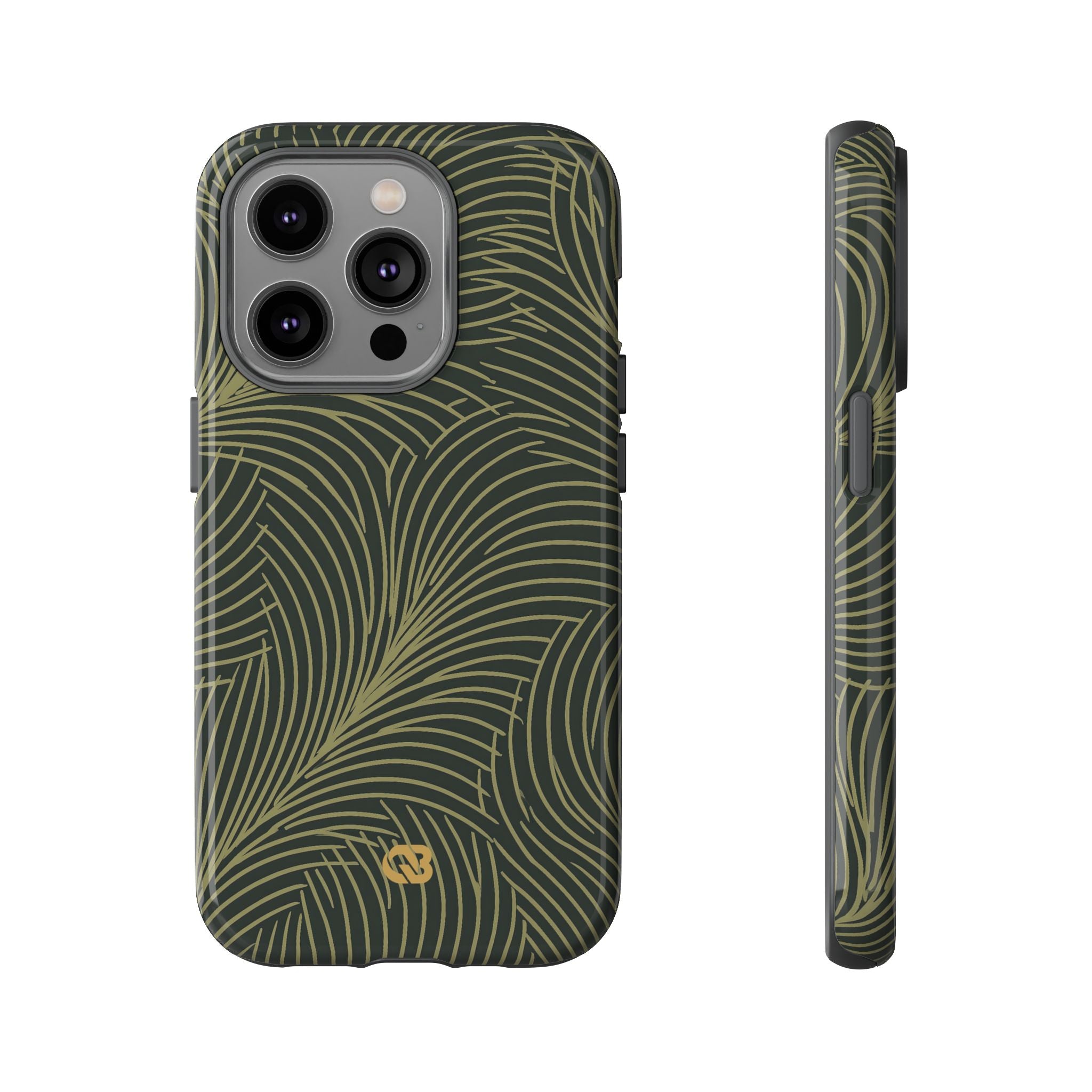 Green Tough Phone Case for iPhone - Dark Olive Plume