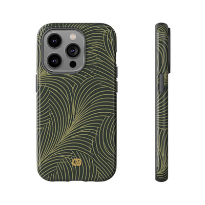Green Tough Phone Case for iPhone - Dark Olive Plume