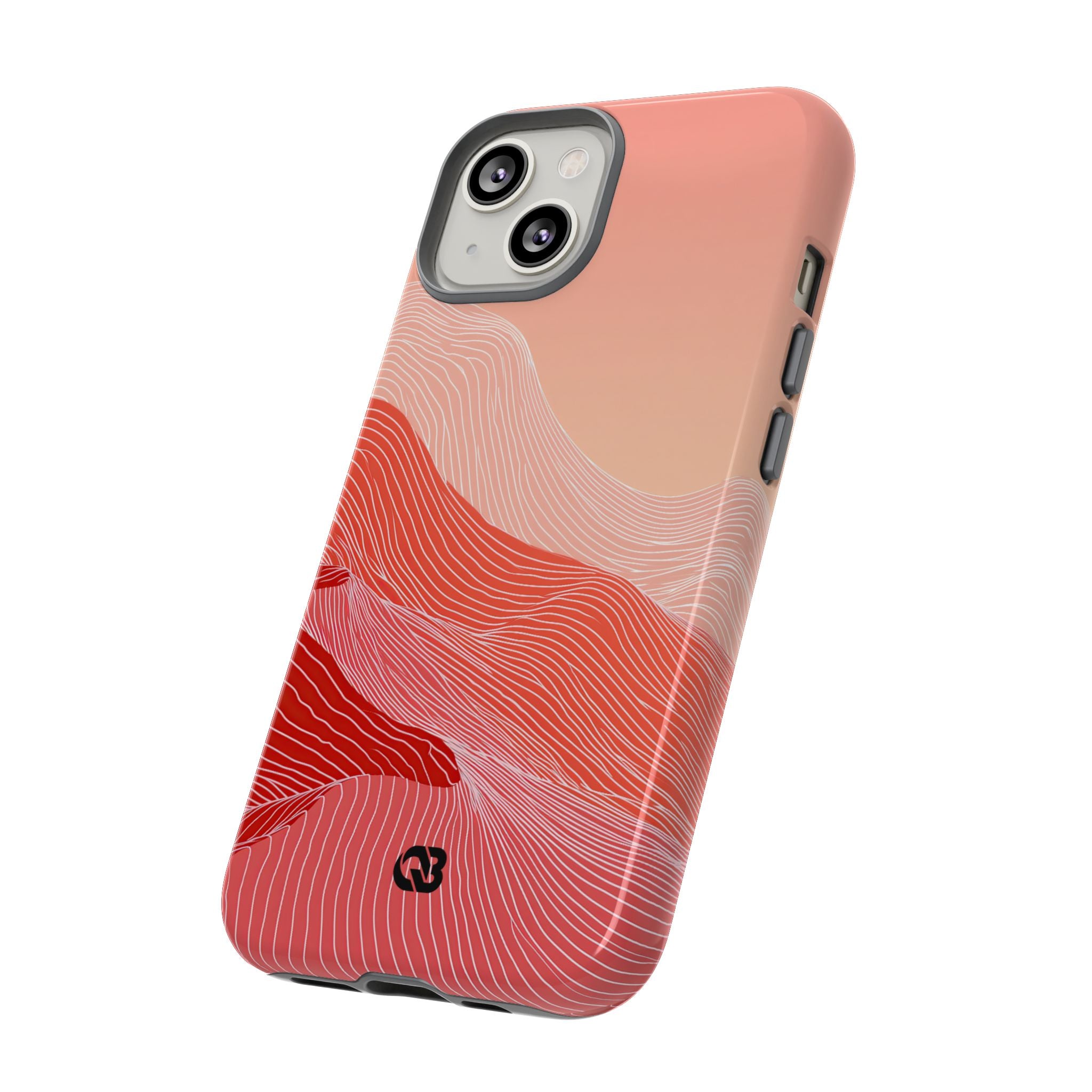 Red Tough Phone Case for iPhone - Crimson Ridge Contour