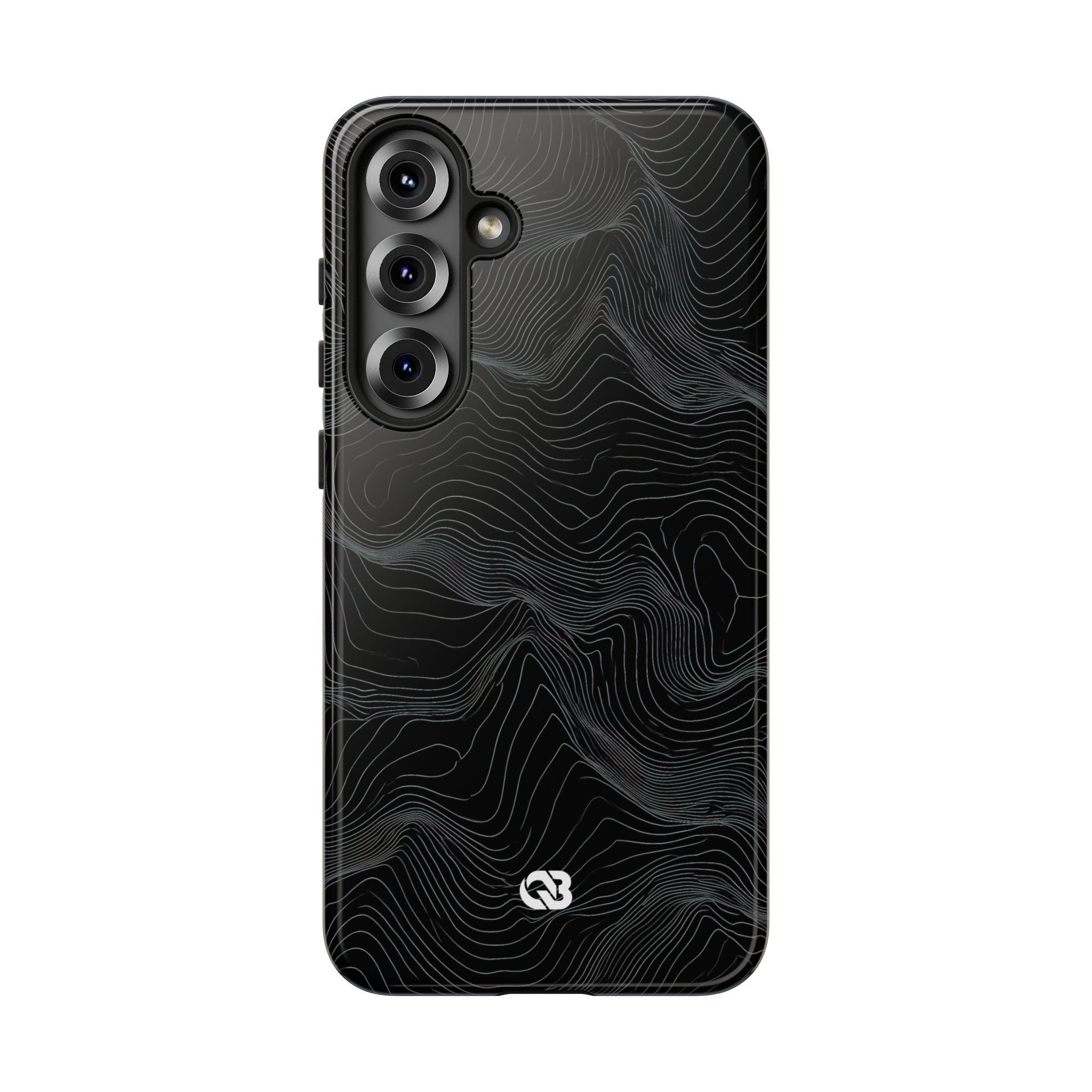 Black Tough Phone Case for Samsung - Obsidian Topo Wireframe