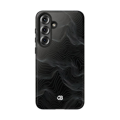 Black Tough Phone Case for Samsung - Obsidian Topo Wireframe