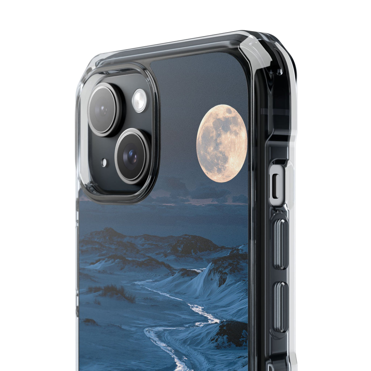 Arctic Moon Drift · Clear Impact Magnetic Phone Case for iPhone · Blue