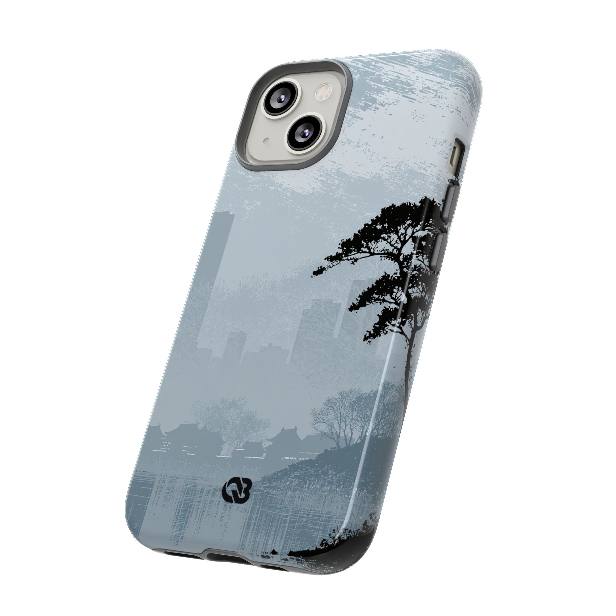 Grey Tough Phone Case for iPhone - Steel Slate Zen