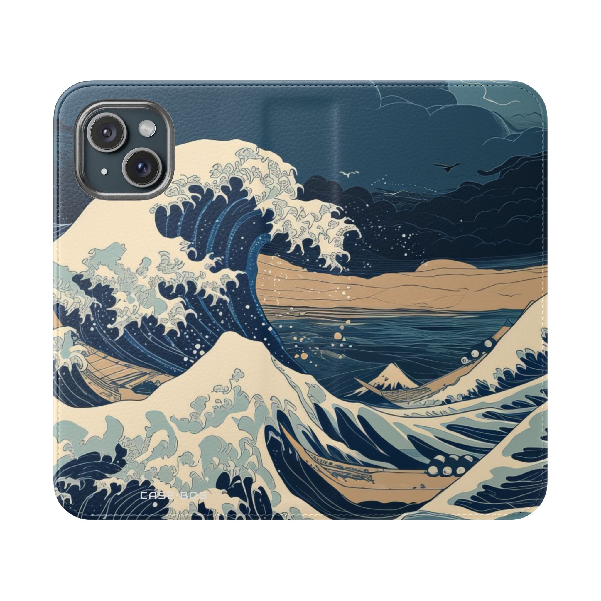 Cresting Navy Wave - iPhone 15 -lompakkokotelo
