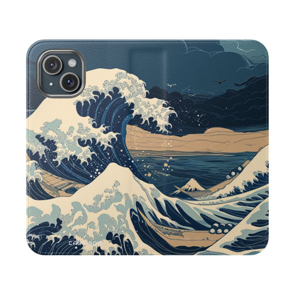 Cresting Navy Wave - iPhone 15 -lompakkokotelo