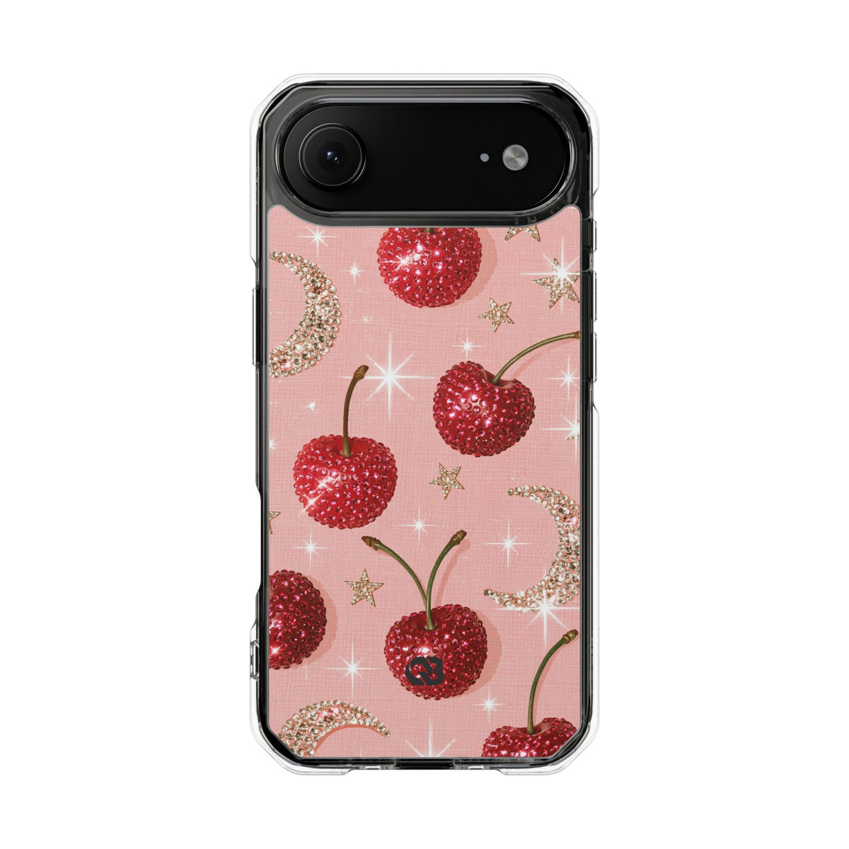 Bedazzled Ruby Cherries · Clear Impact Magnetic Phone Case for iPhone · Pink
