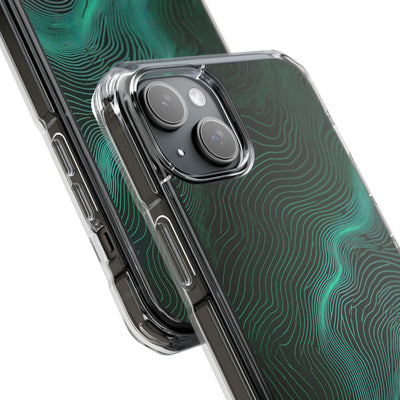 Teal Impact MagSafe Phone Case for iPhone - Neon Jade Contour