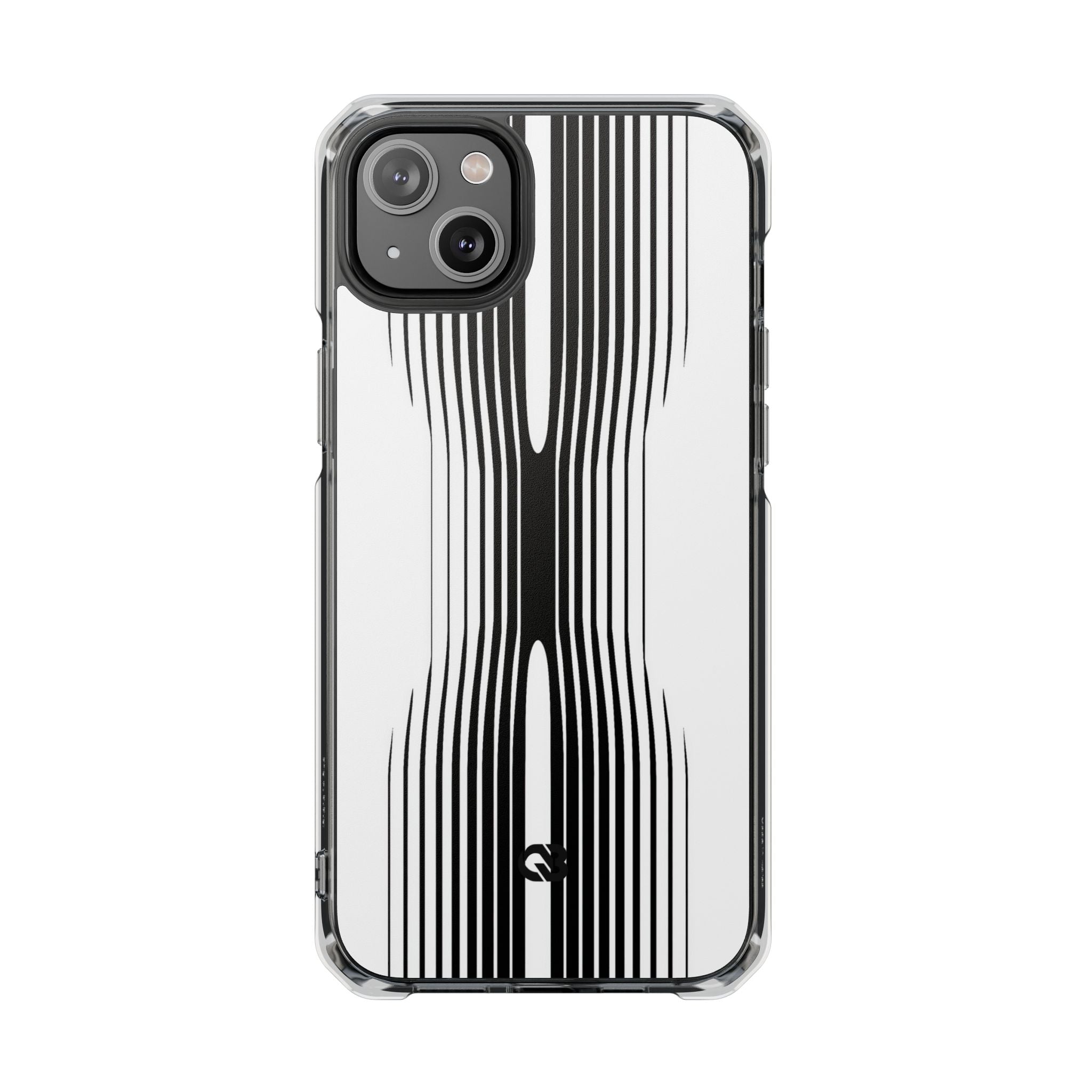 White Impact MagSafe Phone Case for iPhone - Kinetic Mono Distortion
