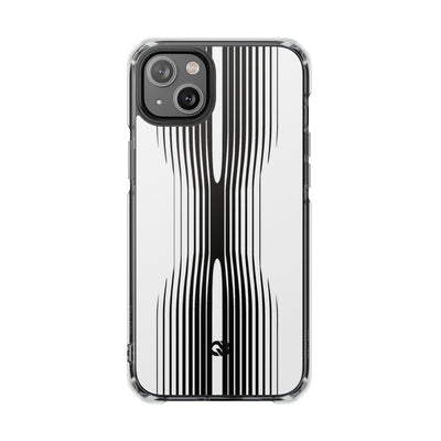 White Impact MagSafe Phone Case for iPhone - Kinetic Mono Distortion