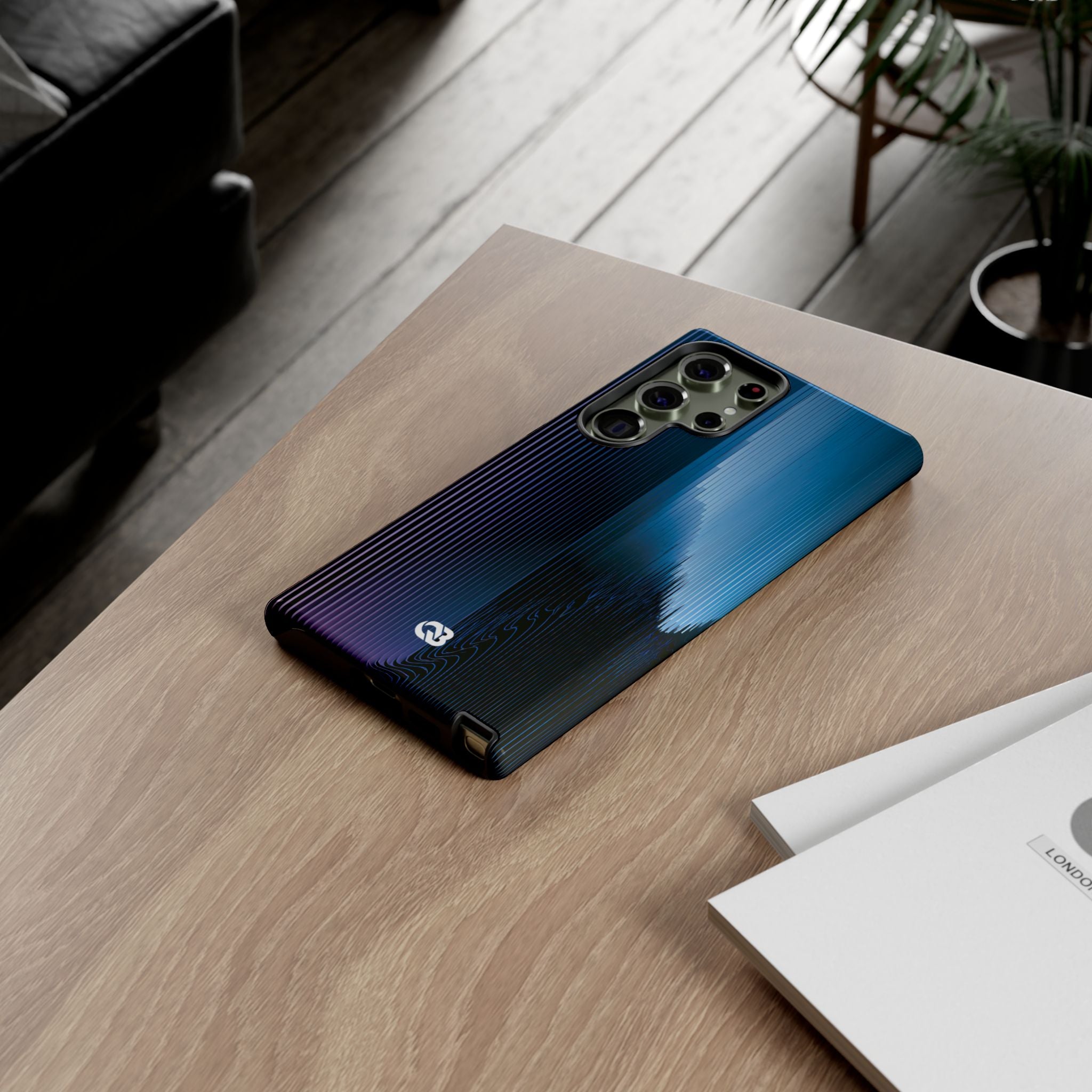Blue Tough Phone Case for Samsung - Indigo Distortion Wave