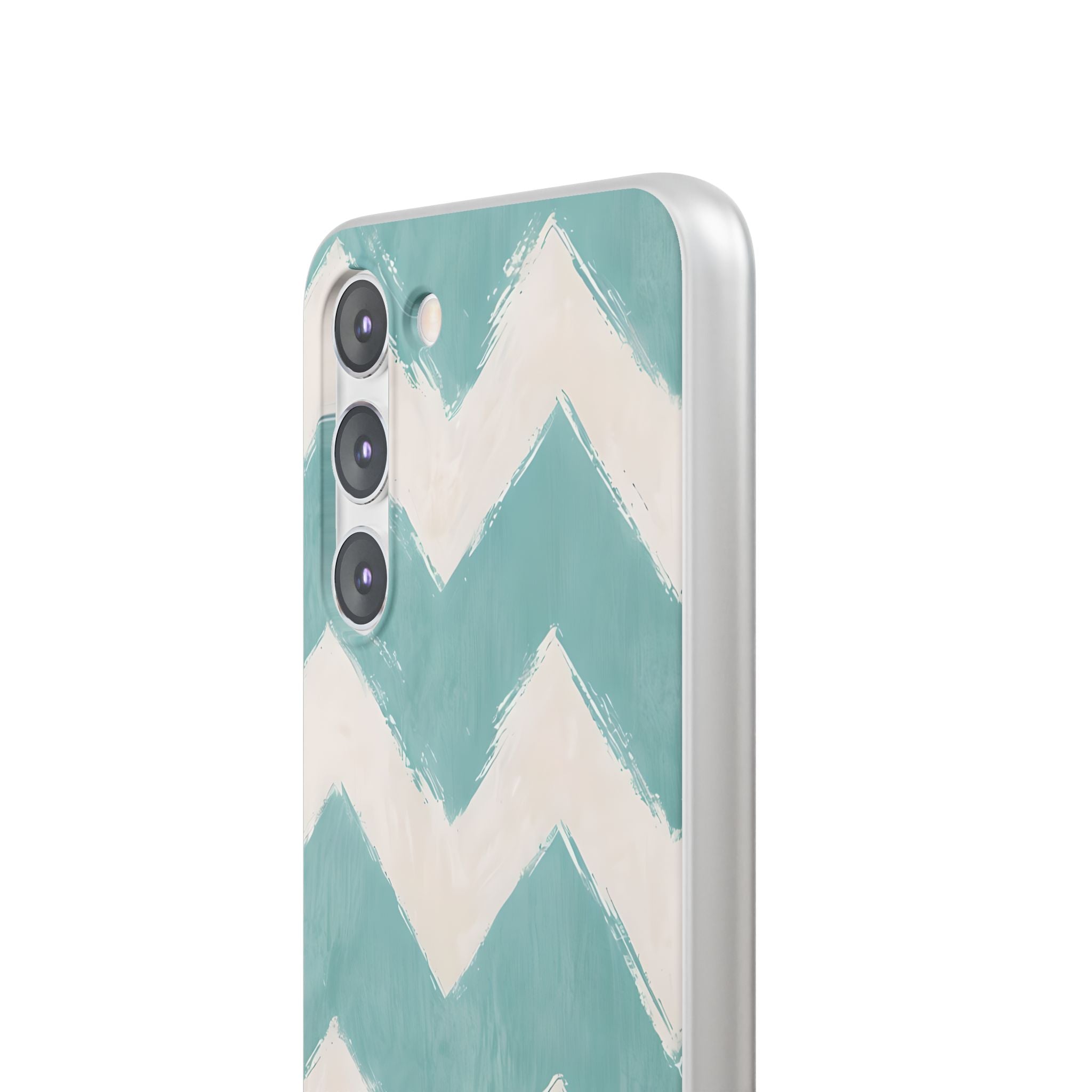 Teal Painted Chevron · Soft Phone Case for Samsung