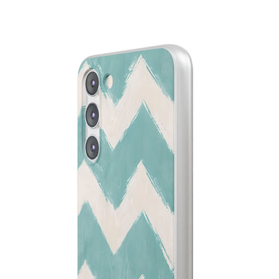 Teal Painted Chevron · Soft Phone Case for Samsung
